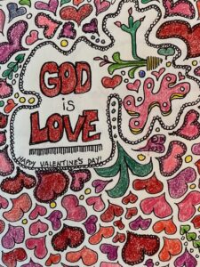 Colorful doodle with God is Love